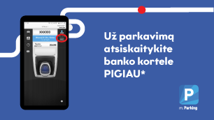 Atsiskaitymas m.Parking programėlėje banko kortelėmis neabejotinai yra didelis patogumas