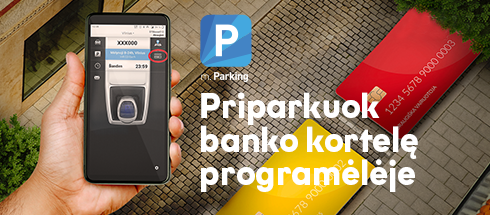 „m.Parking“ atsiskaitymas banko kortele