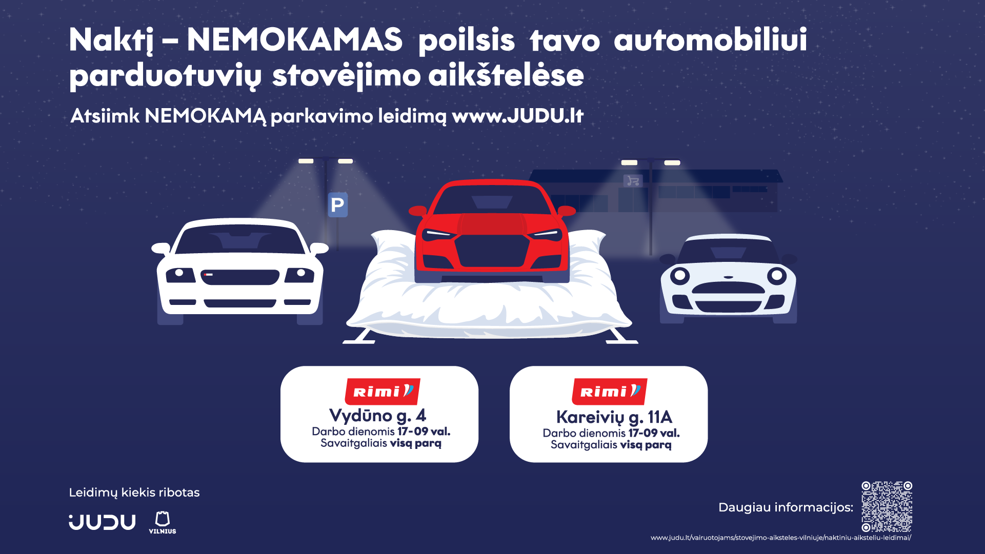 Vilniuje startuoja pilotinis projektas, siūlantis gyventojams nemokamą naktinį parkavimą aikštelėse