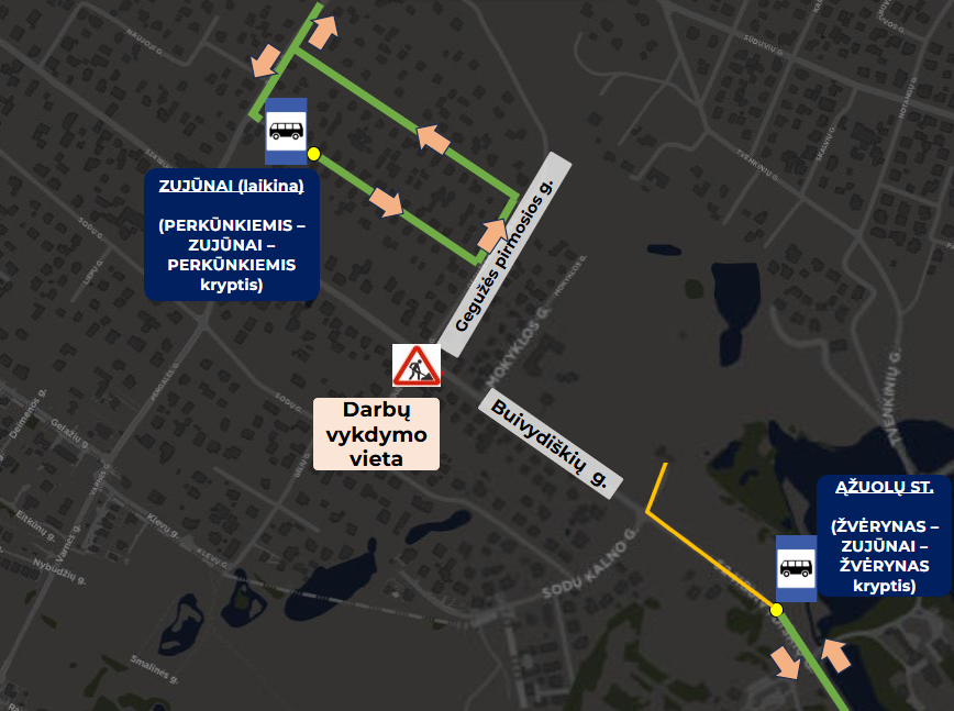 Dėl remonto darbų laikinai keičiamas 32 autobuso maršrutas