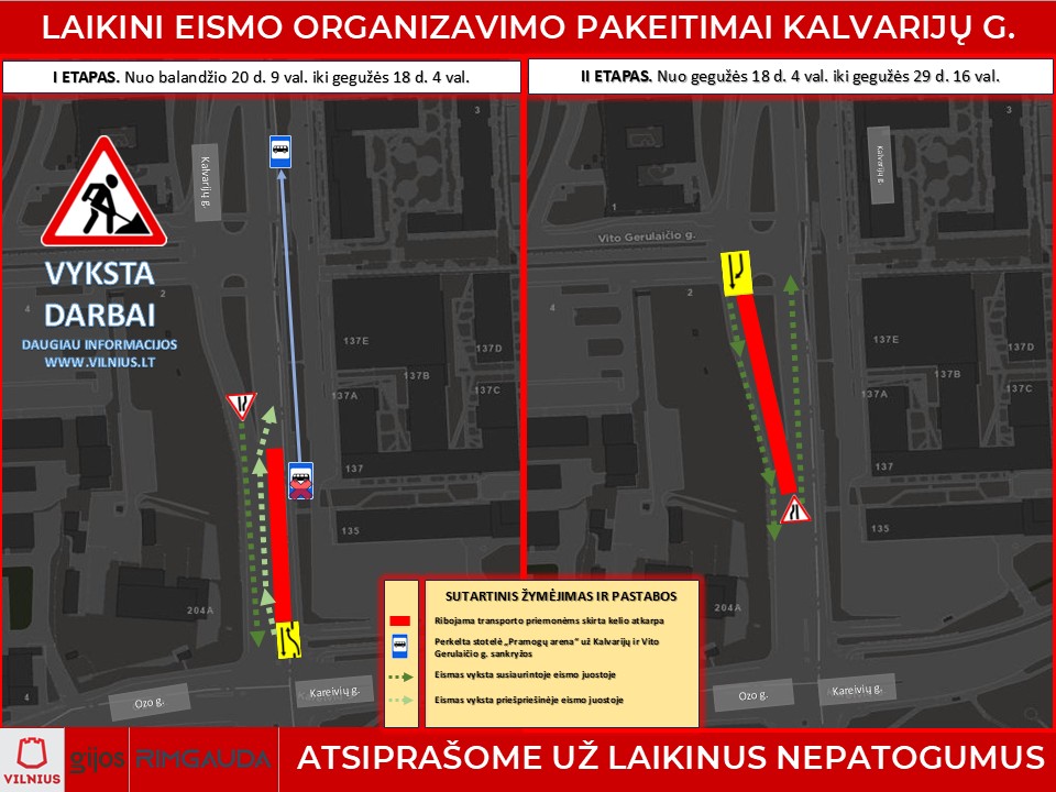 Dėl užsitęsusio šildymo sezono koreguojasi laikinų eismo ribojimų Kalvarijų g. datos