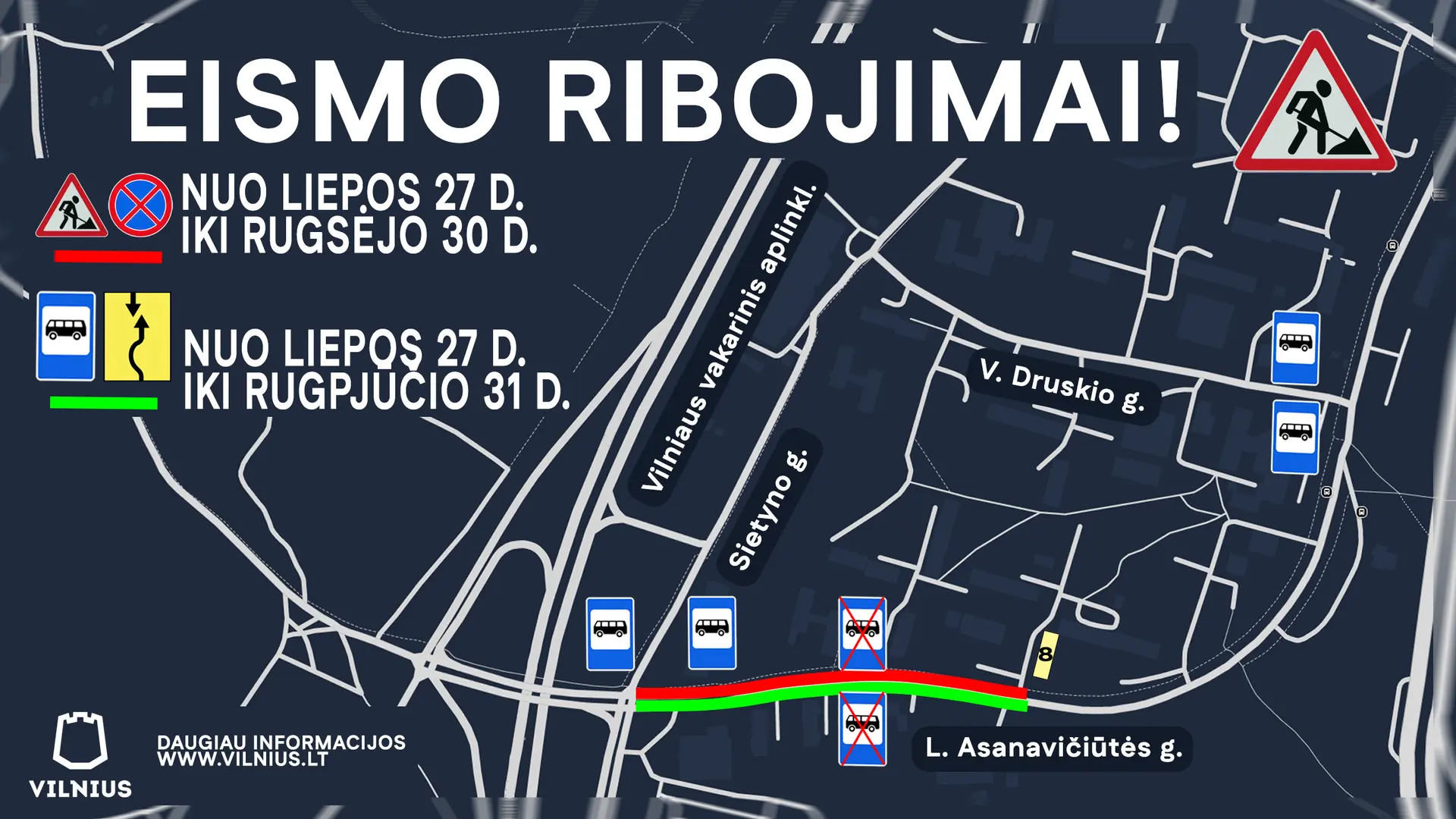 Laikini eismo ribojimai L. Asanavičiūtės gatvėje: keisis 116 maršruto autobusų trasa