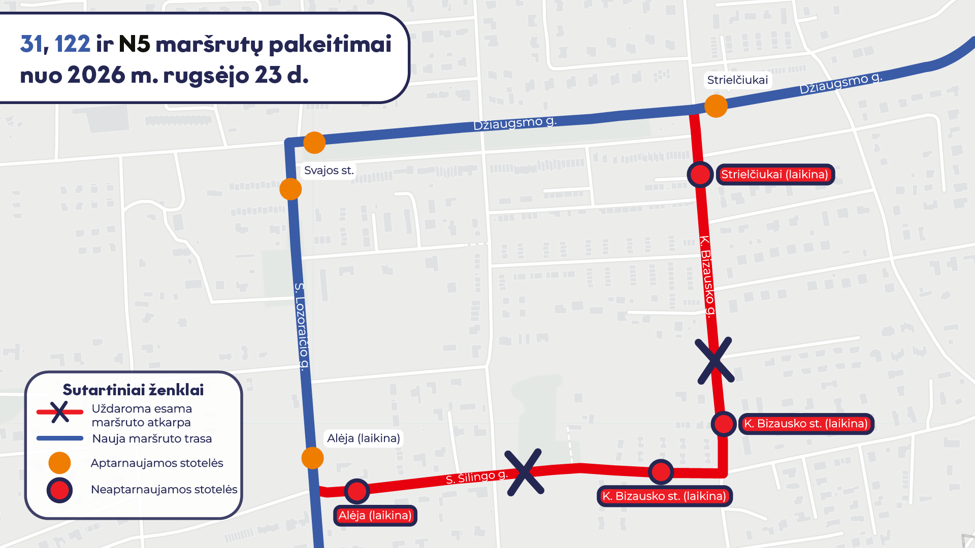 Džiaugsmo g. keičiasi viešojo transporto eismas
